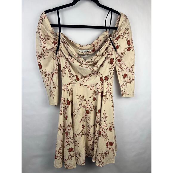 Lovers + Friends, Cindy Mini Floral Dress, Cream, Lyocell, Cottagecore Boho Fall - Picture 9 of 14